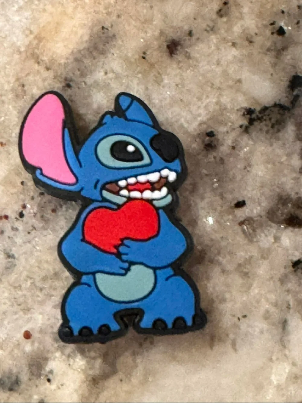 CROCS Blue Stitch Character Jibbitz Charm with Red Heart